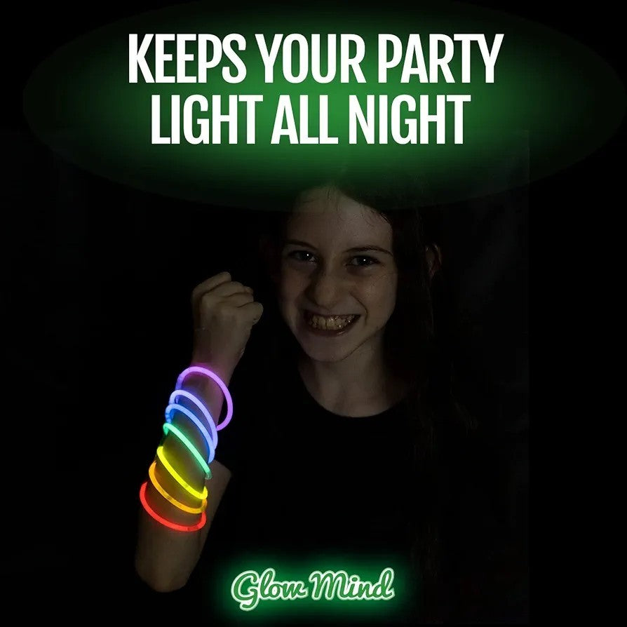 100 Ultra Bright Glow Sticks Bulk Party Pack - Halloween Glow in the Dark Party