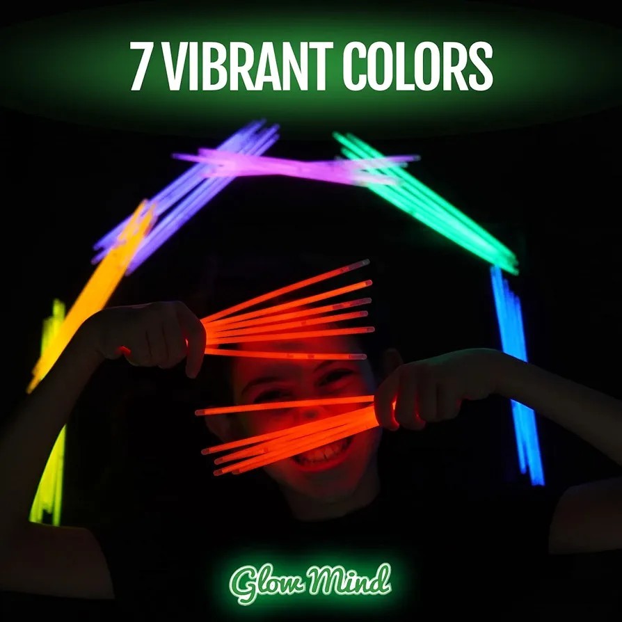 100 Ultra Bright Glow Sticks Bulk Party Pack - Halloween Glow in the Dark Party