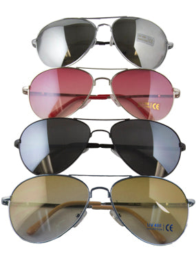12 PACK Aviator Style Police Sunglasses Mixed Colors 1100