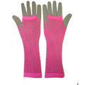 12 PACK 80's Long Fishnet Gloves - Neon Pink  WS1232D