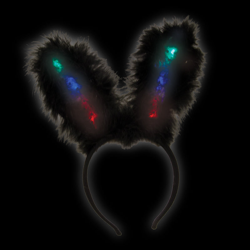 12 PACK  Black Flashing LED Bunny Ears Premium 1876D
