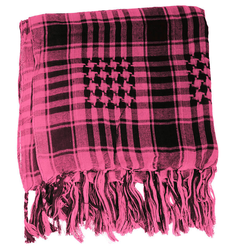 12 PACK Black And Hot Pink Arab Shemagh Houndstooth Scarf 12 PK WS2075D