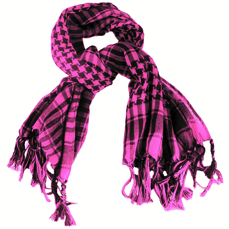 12 PACK Black And Hot Pink Arab Shemagh Houndstooth Scarf 12 PK WS2075D
