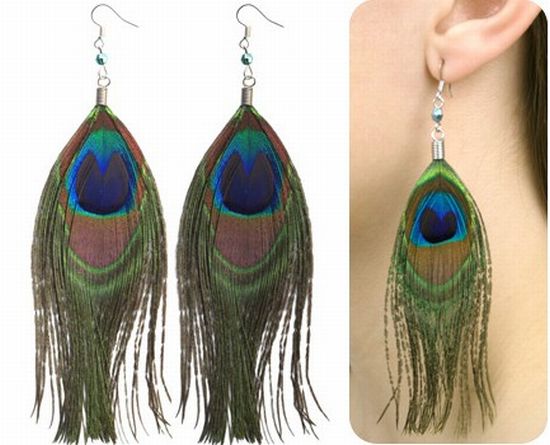 12 PACK  Peacock Feather Earrings 6535
