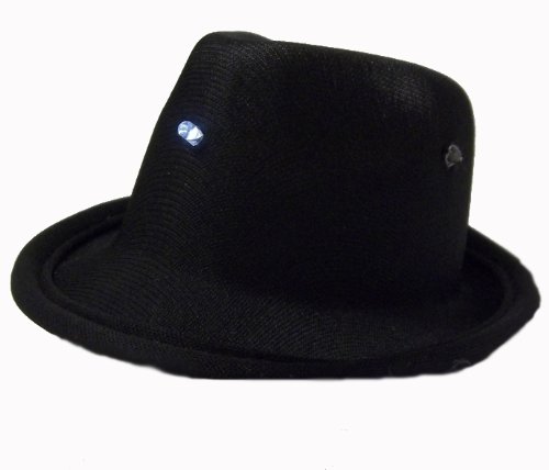 10 PACK Mini LED Fedora Hat Black w/ Clips 5806