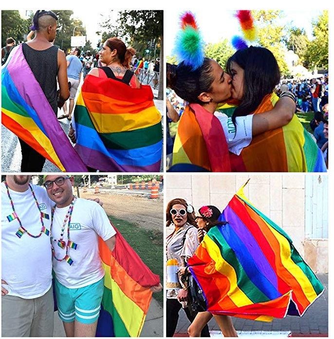 12 PACK  Wearable Rainbow Gay Pride Flags 3' X 5' FT 9102WE