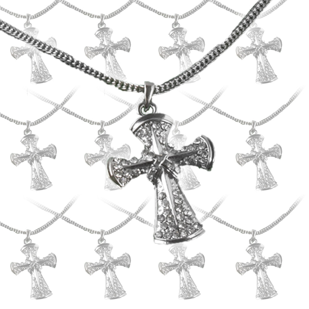 12 PACK  Wholesale Crosses | Cross Necklaces | Chrome 6562D