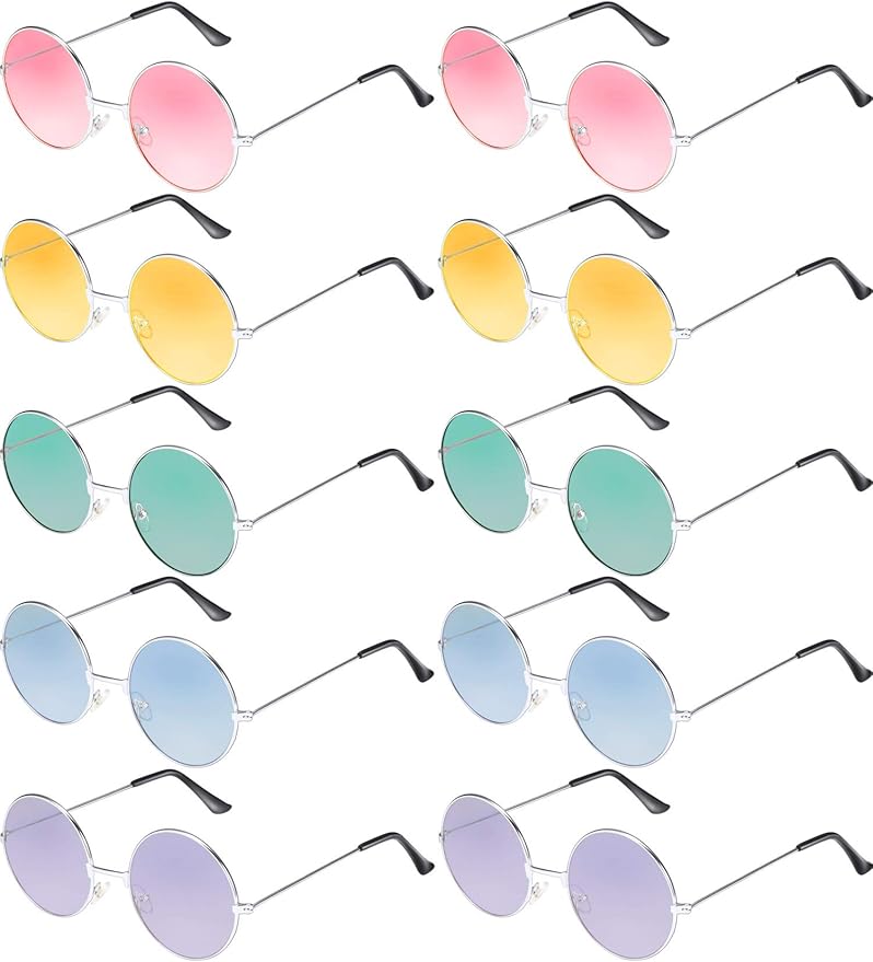 12 PACK  Lennon Style Round Frame Sunglasses Mixed Colors 1090