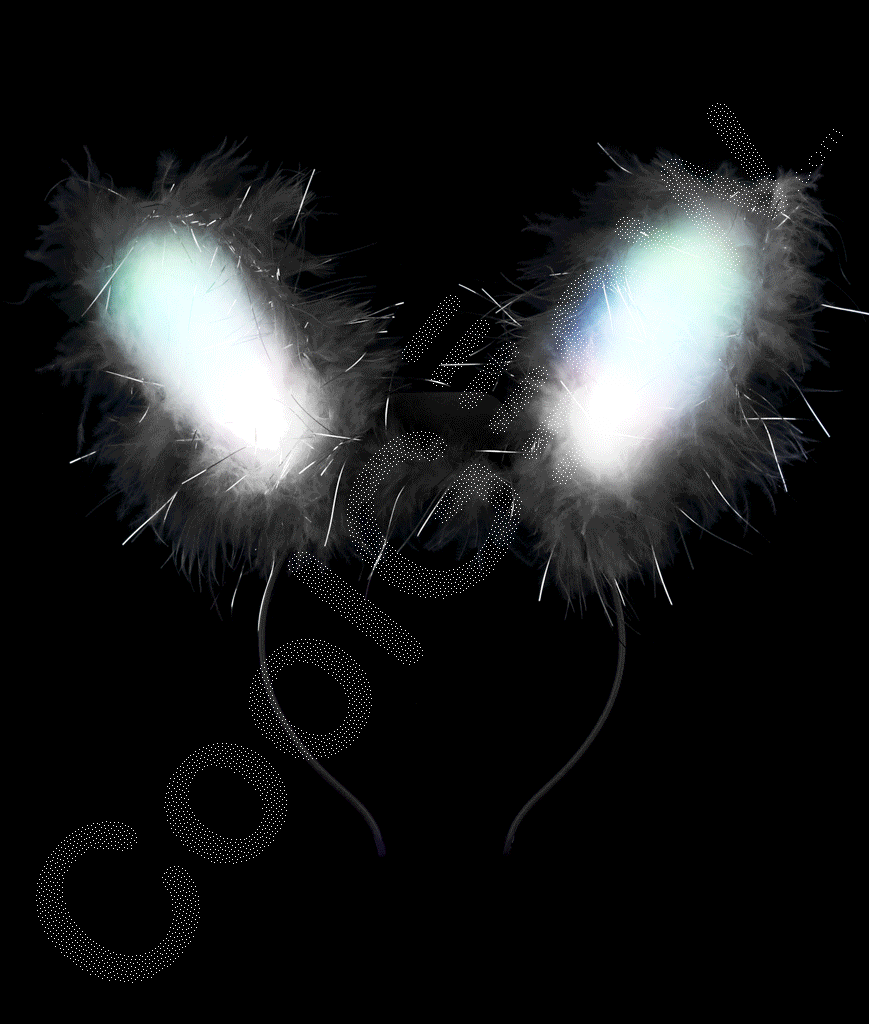 12 PACK  Black Flashing LED Bunny Ears Premium 1876D