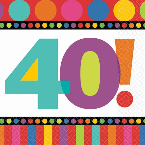 Birthday Napkins 40th Birthday Dots and Stripes Pattern 3807 – Promo Force