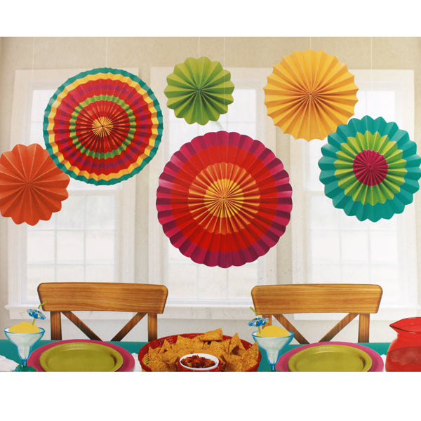 (6) Fiesta Cinco De Mayo Fan Decorations 9054