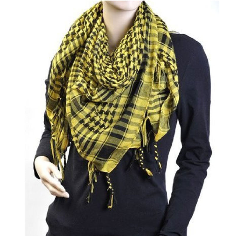 12 PACK Black And Yellow Arab Shemagh Houndstooth Scarf WS2085D
